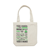 Yes I Bike Dark Grey and Green Duo Print - Carrie bag