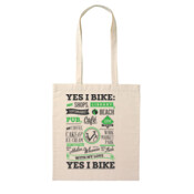 Yes I Bike Dark Grey and Green Duo Print - Tote Bag