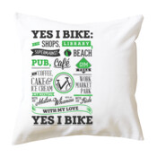 Yes I Bike Dark Grey and Green Duo Print - Cushion cover