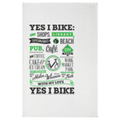 Yes I Bike Dark Grey and Green Duo Print - Tea Towel