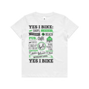 Yes I Bike Dark Grey and Green Duo Print - Kids Youth T shirt